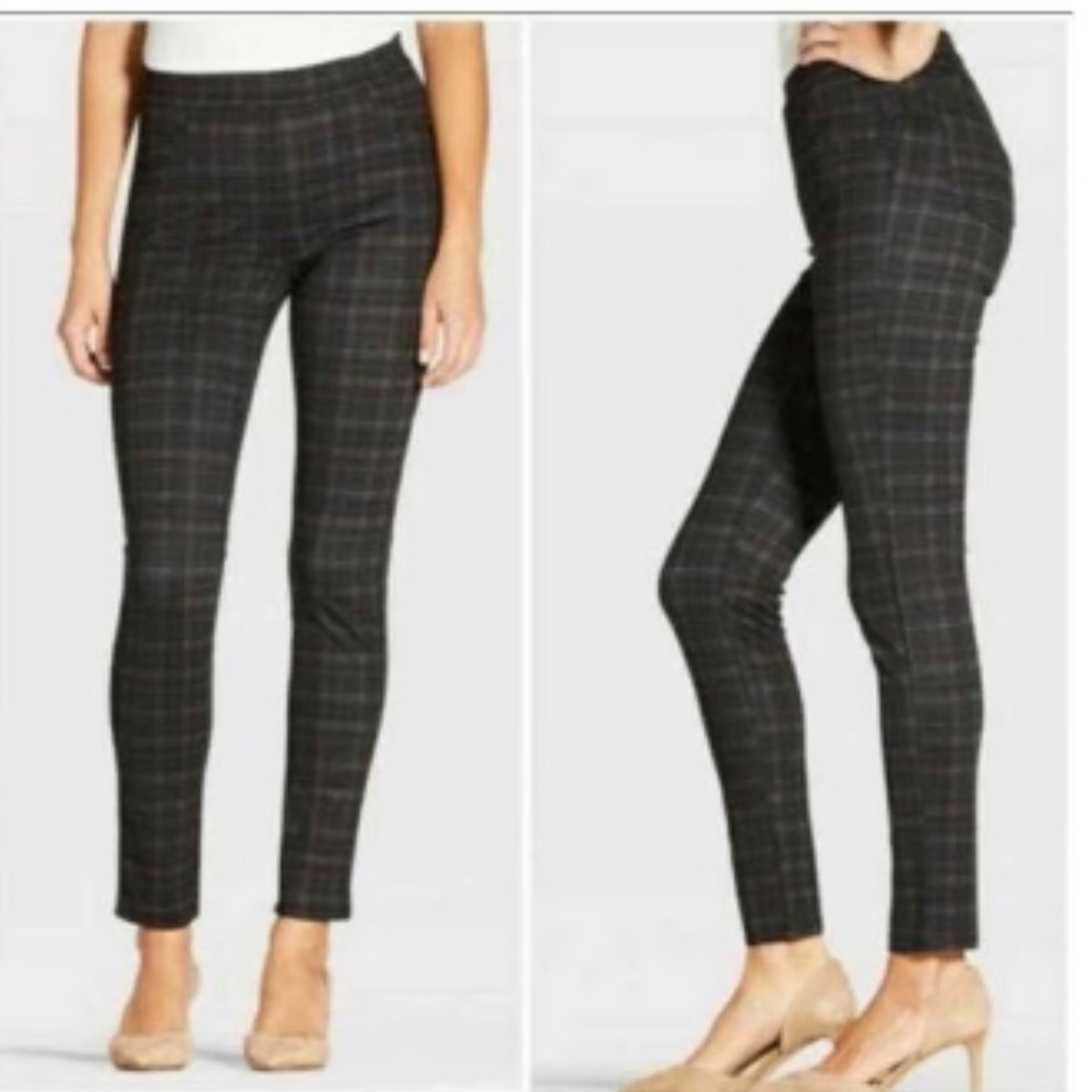 Sanctuary x Anthropologie Black & Brown Plaid Pull On Stretch Waist Skinny